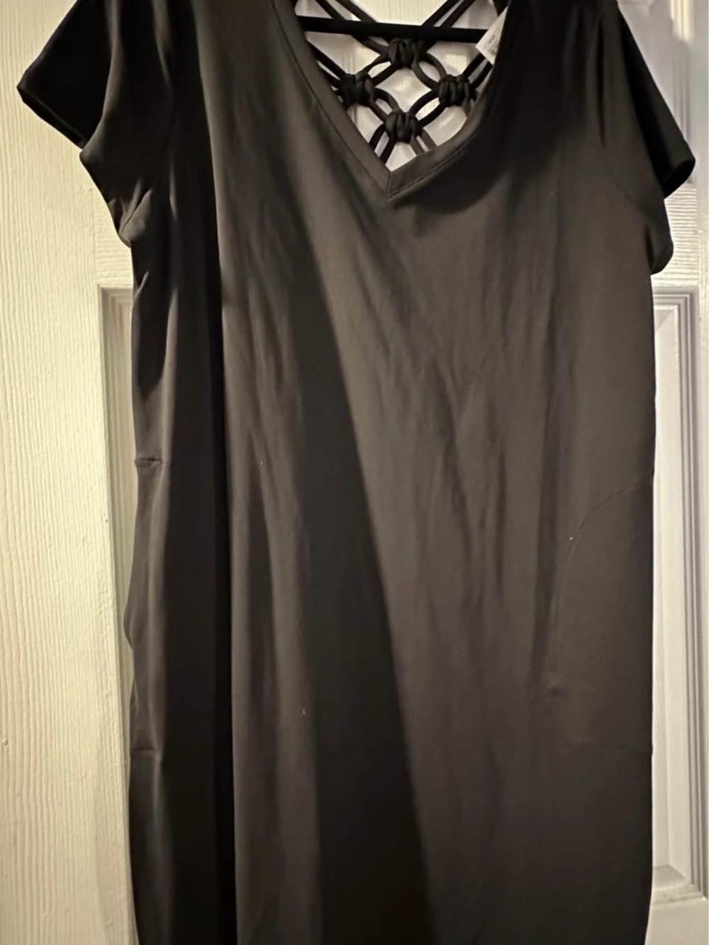 Lane Bryant NWT LIVI Black Mini Dress with Knotted Lattice Back - Picture 2 of 6